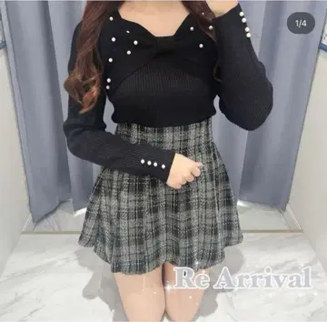 evelyn 펄 리본 리브 니트탑