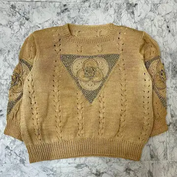 크로셰 뜨개질 플라워 모티브 니트 베이지 내추럴 빈티지 계열