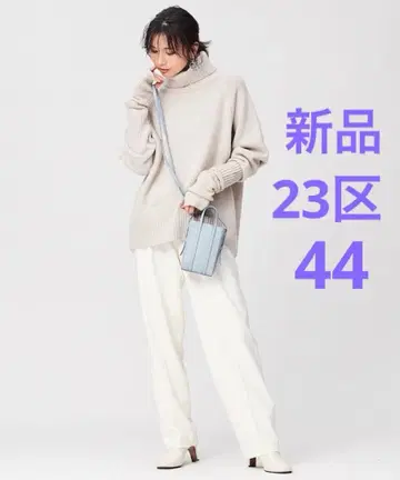 23구 울 캐시미어 블렌드 벌키 터틀넥 니트 44 XL 베이지