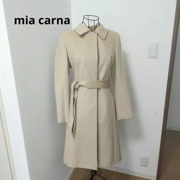 퓨어 캐시미어 100% 미아카나 롱 코트 A라인 벨트 베이지