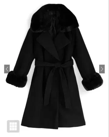 [ GRL ] 리본 벨트 퍼 가운 코트 [ze688] 블랙 L