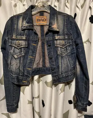 BAD 크롭 데님 자켓 G 자켓 데미지 USED 가공 인디고
