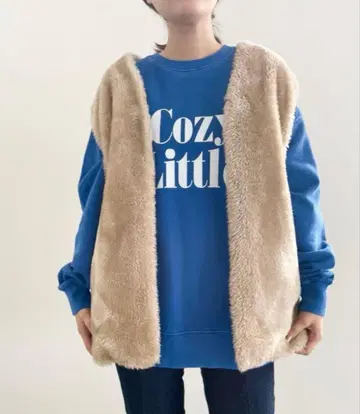 LOWRYS FARM 베이지 퍼 베스트 F 사이즈 여성용 무지 겨울