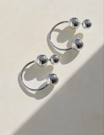 알레르기 실버 볼형 후프 귀찌 2way