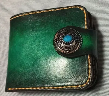 핸드메이드 지갑 하프 월렛 소가죽 얼룩 염색