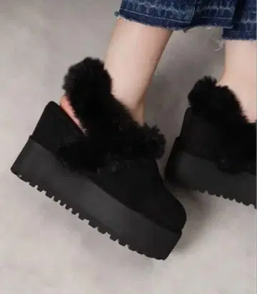 ESPERANZA 에스페란자 통굽 2WAY 페이크 무스탕 블랙 S