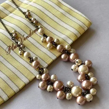 플러스 반돔 목걸이 모조 진주