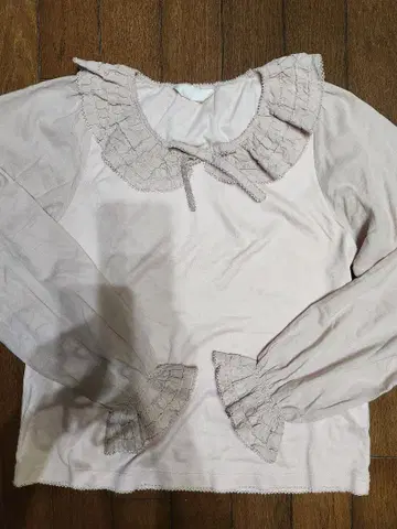 핑크하우스 더스티 핑크 피코 프릴 긴팔 티셔츠 블라우스 M