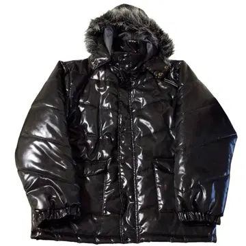 00s archive 페이크 퍼 다운 자켓 Y2K 시크 스타일 블랙 L