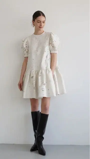 Acka jacquard puff 미니 원피스 드레스