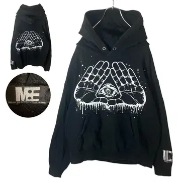 사이키델릭 비밀결사풍 양면 빅 프린트 블랙 후드 맨투맨 빅 사이즈