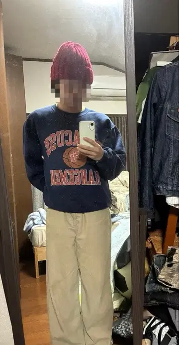 RUSSELL 맨투맨 네이비 USA제 앞V