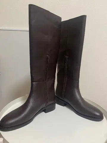 미사용 새상품 REMME 가죽 롱 부츠 다크 브라운 38