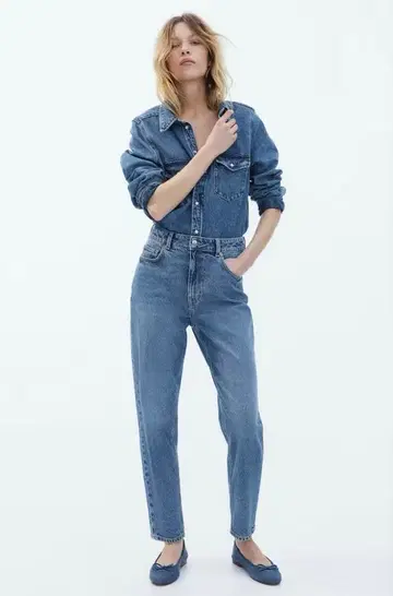 완판템 컨디션 최상 금기 H&M 데님 테이퍼드 하이웨스트 팬츠 36