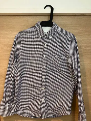 나노 유니버스 네이비와 화이트 체크 무늬 셔츠 남성용 s 사이즈