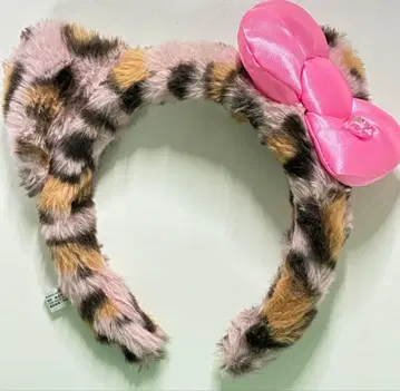 레오파드 무늬 퍼 머리띠