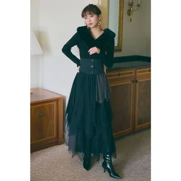 rienda 2WAY 코르셋 랜덤 튤 하이웨스트 스커트