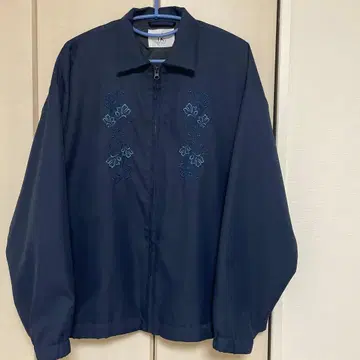 네이비 자수 집업 블루종