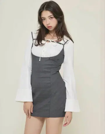 andmary Betty layered check dress grey