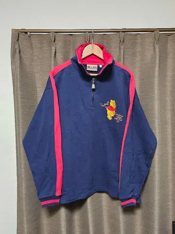 곰돌이 푸 하프 지퍼 맨투맨 디즈니 빈티지 구제 의류 00s