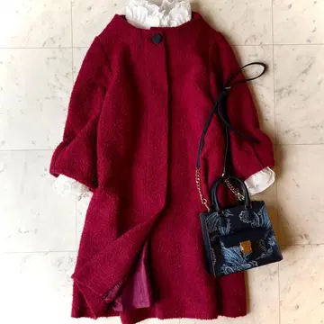 새상품급 디노스 42 알파카 샤기 겉옷 마젠타 코트 빅 사이즈