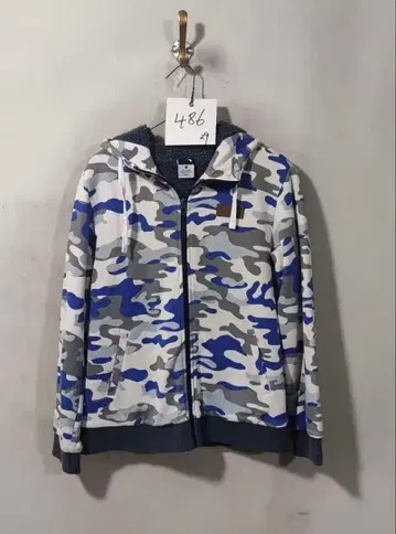 남성용 카모플라쥬 플리스 후드티 블루 계열