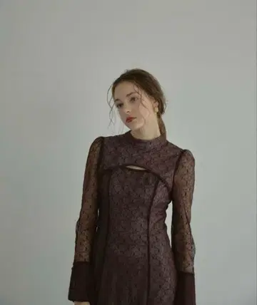 kana ANDRESD 기하학 패턴 레이스 원피스