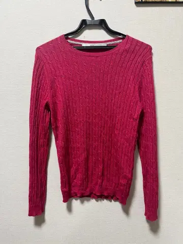 플래티넘 메이메이 고급 로즈 핑크 케이블 니트