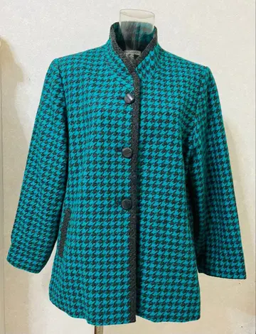 터콰이즈 블랙 하운드 투스 퀼팅 자켓 (L L)