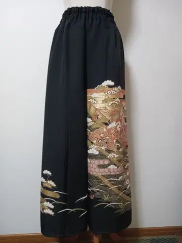 순수 실크 토메소데 기모노 리메이크 팬츠