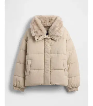 GAP 퍼 트리밍 퍼퍼 자켓 베이지 XXS