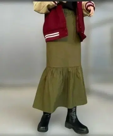 RODEO CROWNS WIDE BOWL 카키 롱 스커트