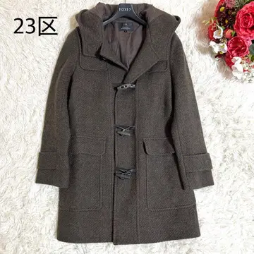 컨디션 최상 23구 고급 이탈리아제 트위드 다크 브라운 더플 코트 38