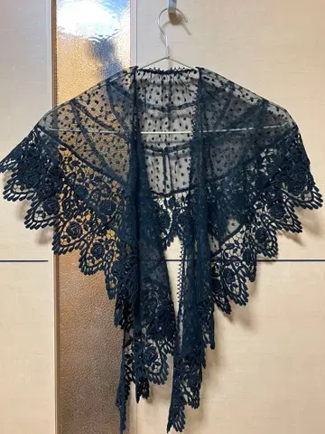 고급 레이스 옷깃풍 숄 스톨 블랙 새상품급