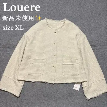 새상품 Louere 트위드 노카라 자켓 골드 버튼 빅 사이즈 XL