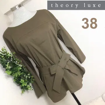 띠어리 럭스의 신축성 있는 린넨 혼방 튜닉 블라우스