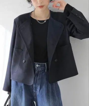 JOURNAL STANDARD 더블 브레스트 크루넥 자켓