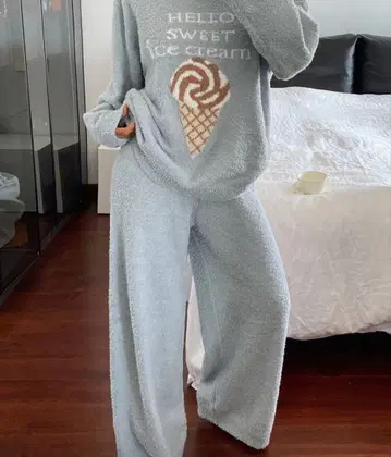 플리스 아이스크림 프린트 룸웨어