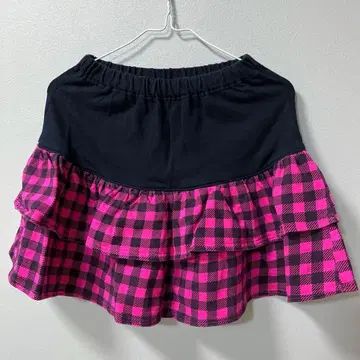 체크 무늬 미니 스커트 핑크 블랙