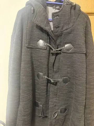 다크 그레이 후드 부착 더플 코트