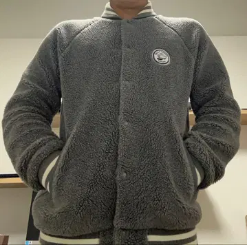 그레이 플리스 바시티 자켓