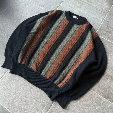 80s 90s '털 긴' 피셔맨 니트 XL-size