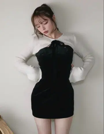 ANDMARY Anita ribbon mini dress Black