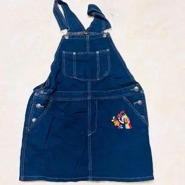 TITICACA 티티카카 자수 데님 오버롤 살로펫 스커트 M 꽃과 새