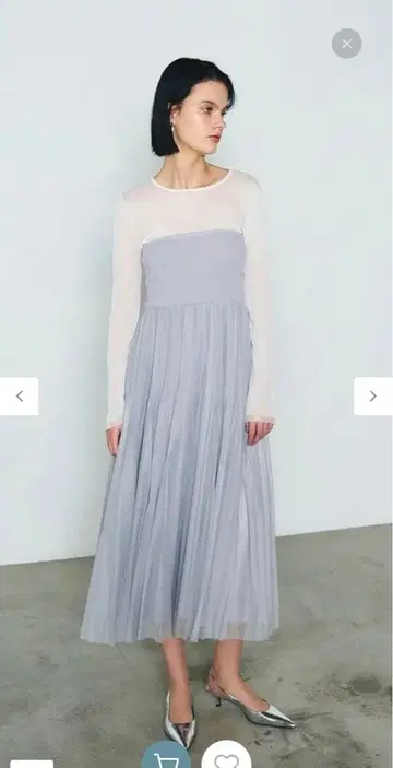 플리츠 콤비 베어 원피스