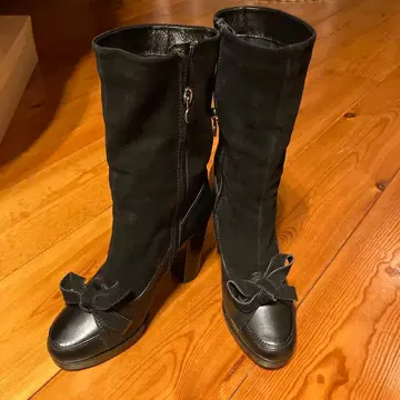 JILL STUART 리본 포함 하이힐 부츠