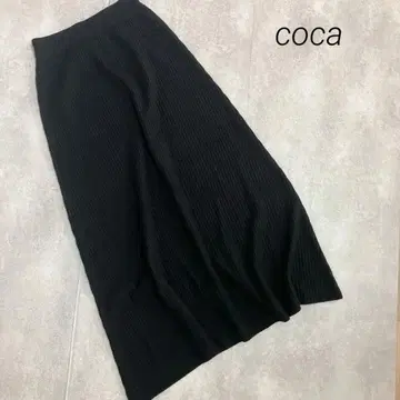 새상품급 코카 COCA 롱 스커트 리브 타이트 스트레치 블랙