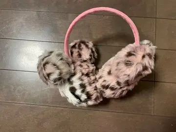 미키 레오파드 무늬 귀도리 귀마개 핑크