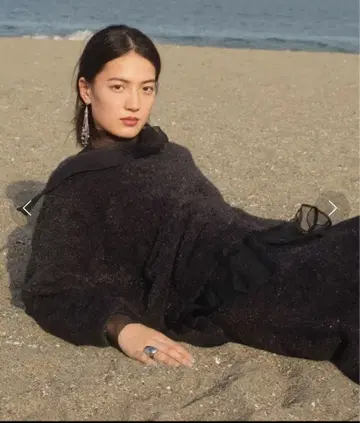 프레이 아이디 라메 페더 니트탑 블랙