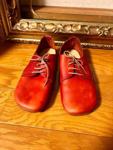 빈티지 grow naturally 가죽 레이스업 슈즈 레드